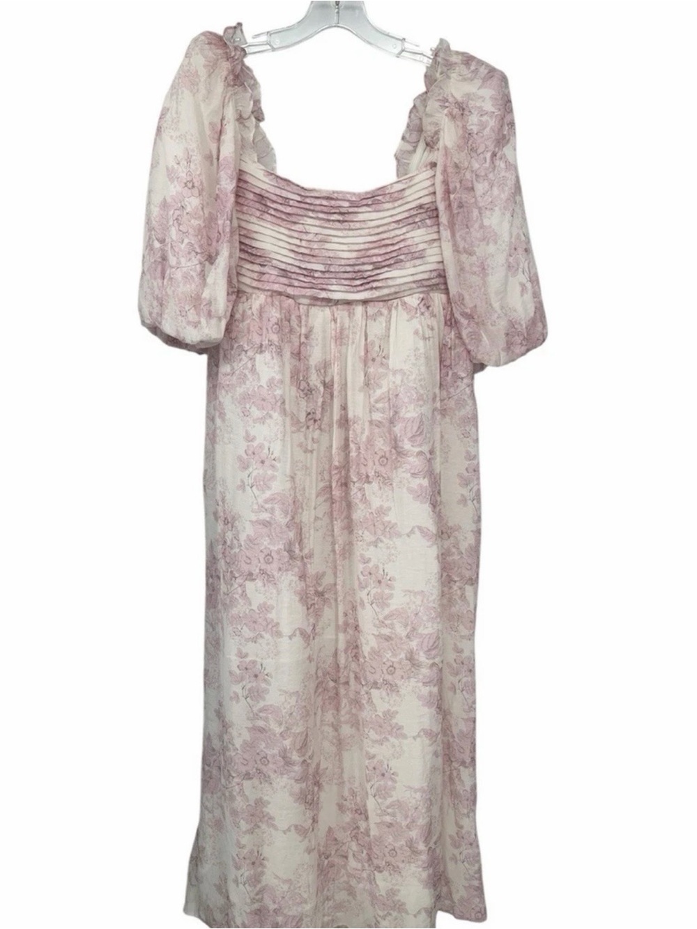 Worth Collective Melody Floral Puff-Sleeve Maxi Dress in Dusty Pink